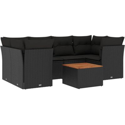 vidaXL 7-tlg. Garten-Sofagarnitur mit Kissen Schwarz vidaXL 7-tlg. Garten-Sofagarnitur mit Kissen Schwarz