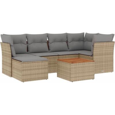 vidaXL Gartenmöbel-Set - Beige, 7-tlg., Modular - Gartenmöbel vidaXL Gartenmöbel-Set - Beige, 7-tlg., Modular - Gartenmöbel