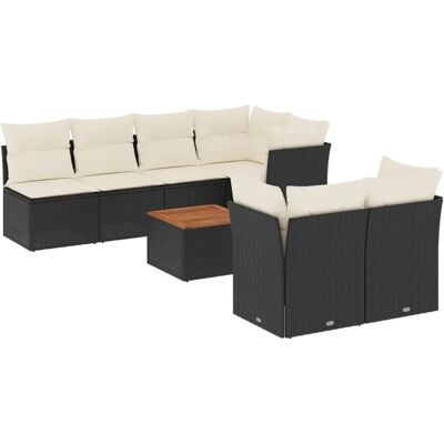 VidaXL Gartenmöbel-Set - Schwarz & Creme - 8-tlg. Sofa VidaXL Gartenmöbel-Set - Schwarz & Creme - 8-tlg. Sofa