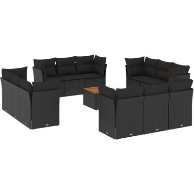 VidaXL Outdoor Möbel-Set - Modulares Schwarz Rattan 13-tlg. VidaXL Outdoor Möbel-Set - Modulares Schwarz Rattan 13-tlg.