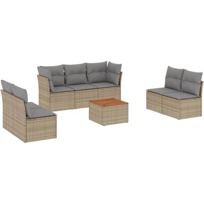 vidaXL 8-Tlg. Garten-Sofagarnitur Mit Kissen Beige Poly Rattan vidaXL 8-Tlg. Garten-Sofagarnitur Mit Kissen Beige Poly Rattan