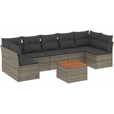 vidaXL 8-Tlg. Garten-Sofagarnitur Mit Kissen Beige Poly Rattan Farbe: Grau und Dunkel - Gartenset vidaXL 8-Tlg. Garten-Sofagarnitur Mit Kissen Beige Poly Rattan Farbe: Grau und Dunkel - Gartenset