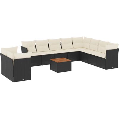 vidaXL Gartenmöbel-Set - Beige - 11-tlg. Sofa mit Kissen vidaXL Gartenmöbel-Set - Beige - 11-tlg. Sofa mit Kissen