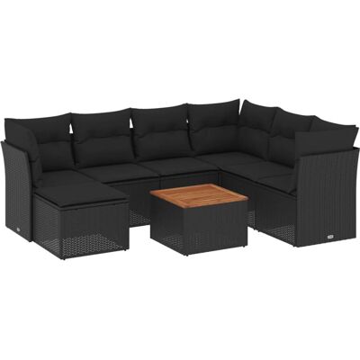 VidaXL 8-Tlg. Garten-Sofagarnitur Mit Kissen Beige - Schwarz VidaXL 8-Tlg. Garten-Sofagarnitur Mit Kissen Beige - Schwarz