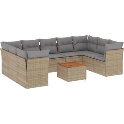 VidaXL Gartenmöbel-Set - Beige, Modular, 9 Plätze VidaXL Gartenmöbel-Set - Beige, Modular, 9 Plätze