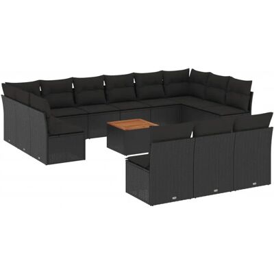 VidaXL Gartenmöbel-Set - 14-tlg. Schwarz Rattan VidaXL Gartenmöbel-Set - 14-tlg. Schwarz Rattan