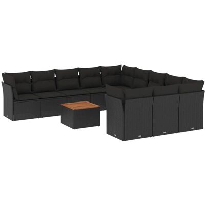 VidaXL Gartenmöbel-Set - Schwarz - Modular 12-teilige Sofagruppe VidaXL Gartenmöbel-Set - Schwarz - Modular 12-teilige Sofagruppe