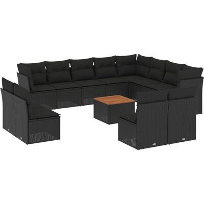 VidaXL Gartenmöbelset - Schwarz - 13-tlg Sofa-Set VidaXL Gartenmöbelset - Schwarz - 13-tlg Sofa-Set