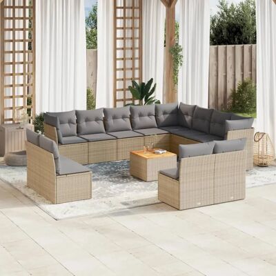 vidaXL 13-teiliges Garten-Sofagarnitur mit Kissen - Gartenmöbel vidaXL 13-teiliges Garten-Sofagarnitur mit Kissen - Gartenmöbel