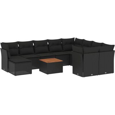 VidaXL Gartenmöbel-Set - 11-tlg, Schwarz VidaXL Gartenmöbel-Set - 11-tlg, Schwarz