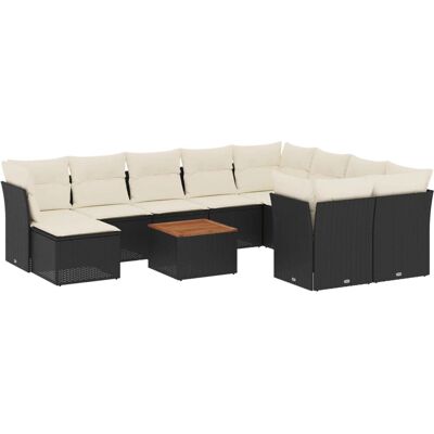vidaXL Gartensofagarnitur 11-tlg. mit Kissen schwarz & creme vidaXL Gartensofagarnitur 11-tlg. mit Kissen schwarz & creme