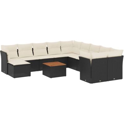 vidaXL 12-tlg. Garten-Sofagarnitur Mit Kissen Poly Rattan Schwarz vidaXL 12-tlg. Garten-Sofagarnitur Mit Kissen Poly Rattan Schwarz