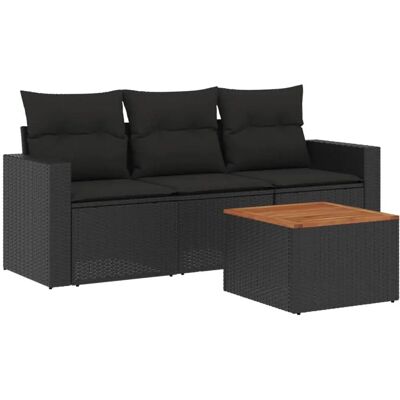 VidaXL Gartenmöbelset - Schwarz - 4-teilig Sofagruppe VidaXL Gartenmöbelset - Schwarz - 4-teilig Sofagruppe