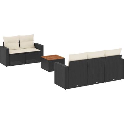 vidaXL 6-tlg. Garten-Sofagarnitur mit Kissen - schwarz, creme - Gartenmöbel-Set vidaXL 6-tlg. Garten-Sofagarnitur mit Kissen - schwarz, creme - Gartenmöbel-Set