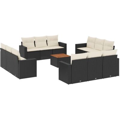 vidaXL Gartenmöbel-Set - Schwarz & Creme - Garten-Sofa und Tisch vidaXL Gartenmöbel-Set - Schwarz & Creme - Garten-Sofa und Tisch
