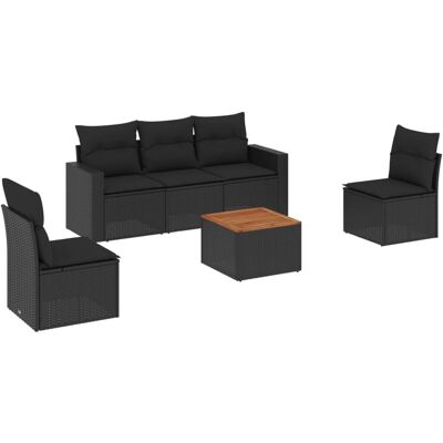 vidaXL 6-tlg. Garten-Sofagarnitur Schwarz - Poly Rattan vidaXL 6-tlg. Garten-Sofagarnitur Schwarz - Poly Rattan