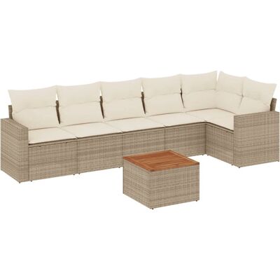 vidaXL 7-tlg. Gartenmöbel-Set Beige vidaXL 7-tlg. Gartenmöbel-Set Beige