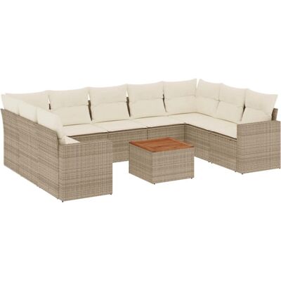 vidaXL Garten-Sofagarnitur - Beige, 10-tlg. - Gartenmöbel-Set vidaXL Garten-Sofagarnitur - Beige, 10-tlg. - Gartenmöbel-Set