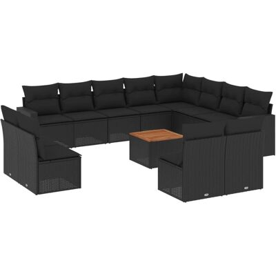 vidaXL Gartenmöbelset - Schwarz - Langlebiger Synthetischer Rattan vidaXL Gartenmöbelset - Schwarz - Langlebiger Synthetischer Rattan