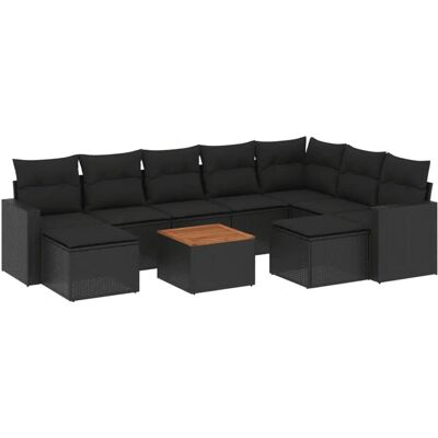 vidaXL Gartenmöbel-Set - Modular, Schwarz, Akazientisch vidaXL Gartenmöbel-Set - Modular, Schwarz, Akazientisch