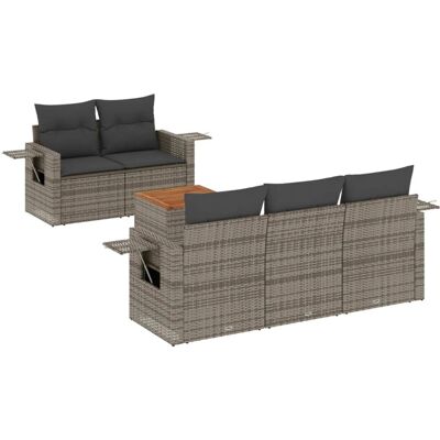 VidaXL Gartenset - Grau, 6 Stück, mit Kissen VidaXL Gartenset - Grau, 6 Stück, mit Kissen