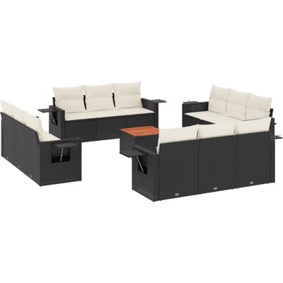 vidaXL Gartenmöbel-Set - Schwarz, 13-tlg. modulare Sitzgruppe vidaXL Gartenmöbel-Set - Schwarz, 13-tlg. modulare Sitzgruppe
