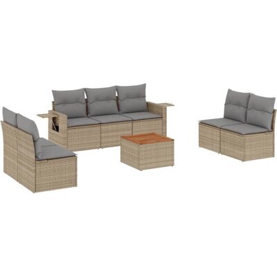 vidaXL Beiges Modular Gartenset - Garten-Sofa & Tisch vidaXL Beiges Modular Gartenset - Garten-Sofa & Tisch
