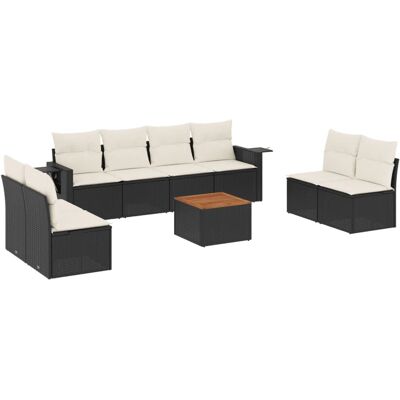 VidaXL Schwarzes Gartenmöbel-Set - Modular Couch mit Stauraum VidaXL Schwarzes Gartenmöbel-Set - Modular Couch mit Stauraum