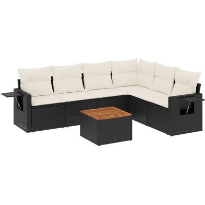 VidaXL Gartenmöbel-Set - Schwarz und Creme - 7-teilig VidaXL Gartenmöbel-Set - Schwarz und Creme - 7-teilig