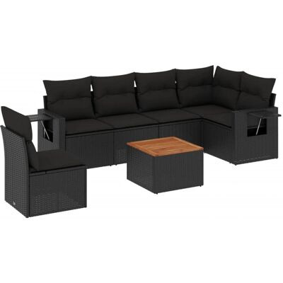 vidaXL 7-tlg. Garten-Sofagarnitur mit Kissen Schwarz Poly Rattan - Gartenmöbel Set vidaXL 7-tlg. Garten-Sofagarnitur mit Kissen Schwarz Poly Rattan - Gartenmöbel Set