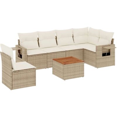 vidaXL 7-tlg. Garten-Sofagarnitur Beige vidaXL 7-tlg. Garten-Sofagarnitur Beige