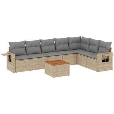 vidaXL 8-tlg. Garten-Sofagarnitur - Beige Poly Rattan vidaXL 8-tlg. Garten-Sofagarnitur - Beige Poly Rattan