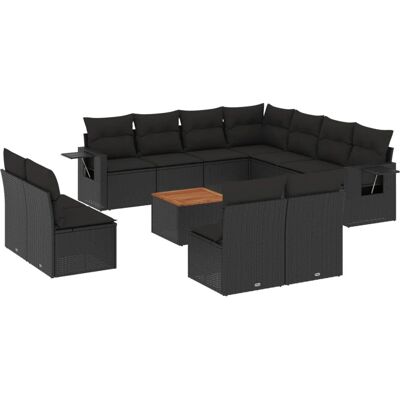 vidaXL Gartensofa-Set - Modulares Schwarz Rattan vidaXL Gartensofa-Set - Modulares Schwarz Rattan