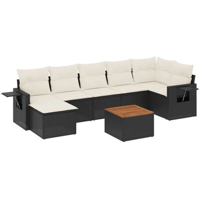 vidaXL Gartenmöbel-Set - Schwarz und Creme - 8-teiliges Sofa vidaXL Gartenmöbel-Set - Schwarz und Creme - 8-teiliges Sofa