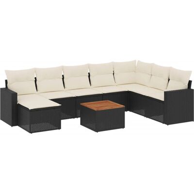 vidaXL 9-Tlg. Garten-Sofagarnitur Mit Kissen Poly Rattan - Schwarz Creme - Modular vidaXL 9-Tlg. Garten-Sofagarnitur Mit Kissen Poly Rattan - Schwarz Creme - Modular