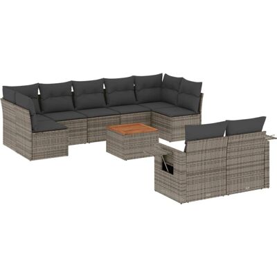 vidaXL Gartenmöbelset - Grau - 10-tlg. Sofa mit Kissen vidaXL Gartenmöbelset - Grau - 10-tlg. Sofa mit Kissen