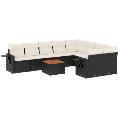 VidaXL Outdoor-Möbelset - langlebiger Poly-Rattan - Schwarz & Creme VidaXL Outdoor-Möbelset - langlebiger Poly-Rattan - Schwarz & Creme