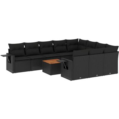 vidaXL Gartenmöbel-Set - Schwarz - 11-teiliges Sofa-Set vidaXL Gartenmöbel-Set - Schwarz - 11-teiliges Sofa-Set