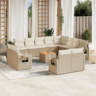 vidaXL 13-teiliges Garten-Sofaset mit Kissen Beigetöne vidaXL 13-teiliges Garten-Sofaset mit Kissen Beigetöne