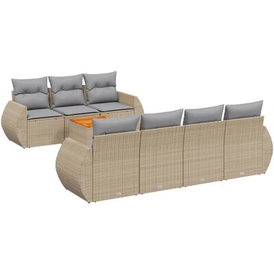vidaXL 8-tlg. Garten-Sofagarnitur Mit Kissen Beige Poly Rattan vidaXL 8-tlg. Garten-Sofagarnitur Mit Kissen Beige Poly Rattan
