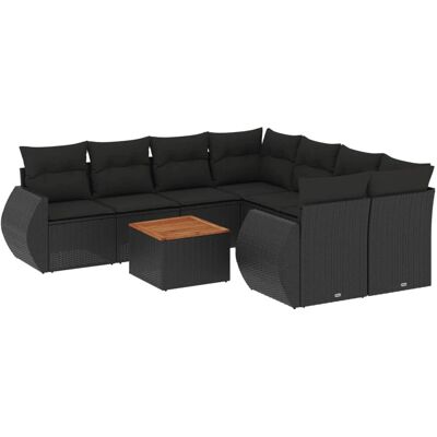 VidaXL Gartensitzgruppe - Schwarz, 8-teilig, Modular VidaXL Gartensitzgruppe - Schwarz, 8-teilig, Modular