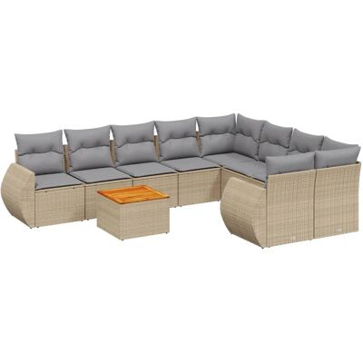 vidaXL Gartenmöbelset - 9-teilig, Beige & Grau vidaXL Gartenmöbelset - 9-teilig, Beige & Grau