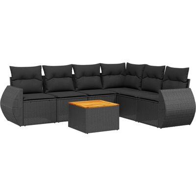 vidaXL 7-Tlg. Garten-Sofagarnitur Mit Kissen Poly Rattan - Schwarz - Gartenmöbel vidaXL 7-Tlg. Garten-Sofagarnitur Mit Kissen Poly Rattan - Schwarz - Gartenmöbel
