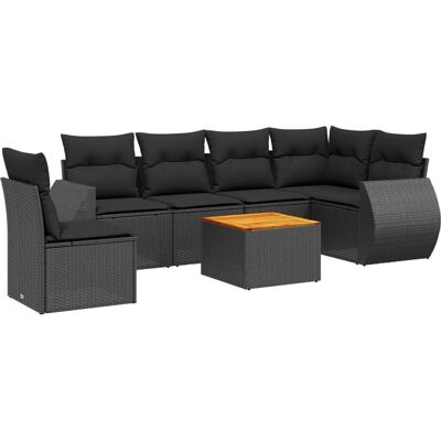 vidaXL 7-tlg. Garten-Sofagarnitur mit Kissen - Schwarz - Modular & UV beständig vidaXL 7-tlg. Garten-Sofagarnitur mit Kissen - Schwarz - Modular & UV beständig