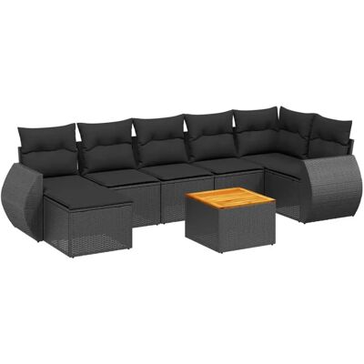 vidaXL 8-tlg. Garten-Sofagarnitur Mit Kissen Poly Rattan - Schwarz vidaXL 8-tlg. Garten-Sofagarnitur Mit Kissen Poly Rattan - Schwarz