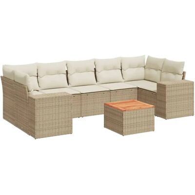 vidaXL 8-tlg. Garten-Sofagarnitur Mit Kissen Poly Rattan - Beige vidaXL 8-tlg. Garten-Sofagarnitur Mit Kissen Poly Rattan - Beige