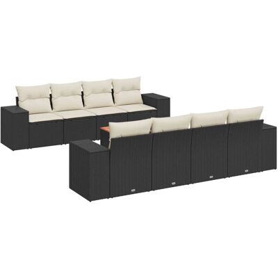 vidaXL Gartenmöbel-Set - Schwarz & Creme - 8-teiliges Sofa vidaXL Gartenmöbel-Set - Schwarz & Creme - 8-teiliges Sofa