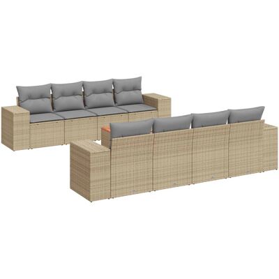 VidaXL Gartenset - Beige, 9-tlg, Modular, UV-beständig VidaXL Gartenset - Beige, 9-tlg, Modular, UV-beständig