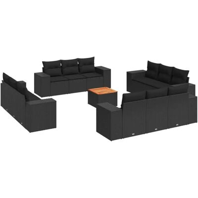 VidaXL Gartenmöbel-Set - Modulares Schwarzes 13-tlg VidaXL Gartenmöbel-Set - Modulares Schwarzes 13-tlg