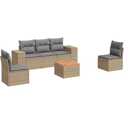 vidaXL 6-tlg. Garten-Sofagarnitur - Beige, Modular, Wetterfest vidaXL 6-tlg. Garten-Sofagarnitur - Beige, Modular, Wetterfest